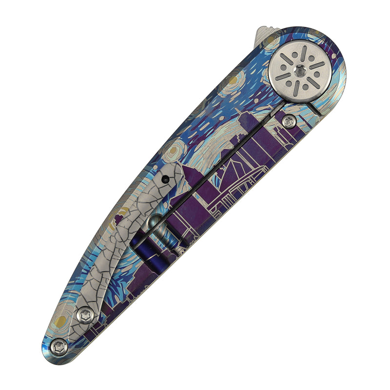 Kansept 2026 Blade Show Atlanta Exclusive Symétrix  | Frame Lock | Titanium with Anodized Art with Custom "Starry Night Over Atlanta" Motif |2.8'' Satin CPM S35VN Blade | Alain André Design | K2141BS1