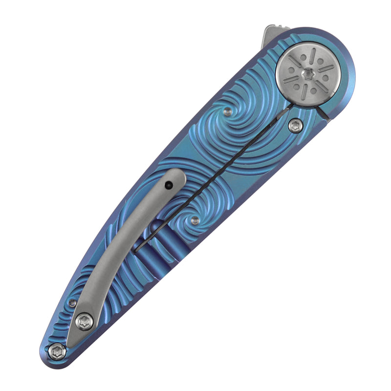 Symétrix | Frame Lock | Blue-Purple Anodized Titanium with Swirl Pattern | 2.85" CPM S35VN | Alain André Design | K2141A4