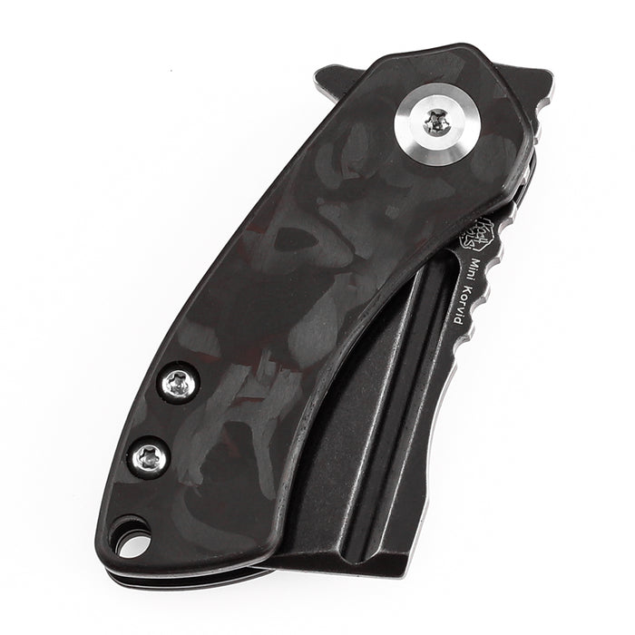 KANSEPT Mini Korvid Flipper Knife Black and Red Carbon Fiber(1.45'' CPM S35VN Blade) Koch Tools Design-K3030A13