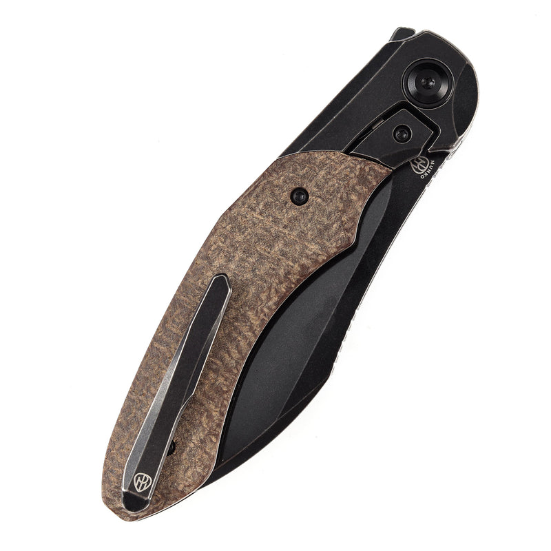 KANSEPT Cosmos Flipper Knives Titanium + Brown Micarta ( 3.58''CPM 20CV Blade)Munko Knives Design-K1059A4