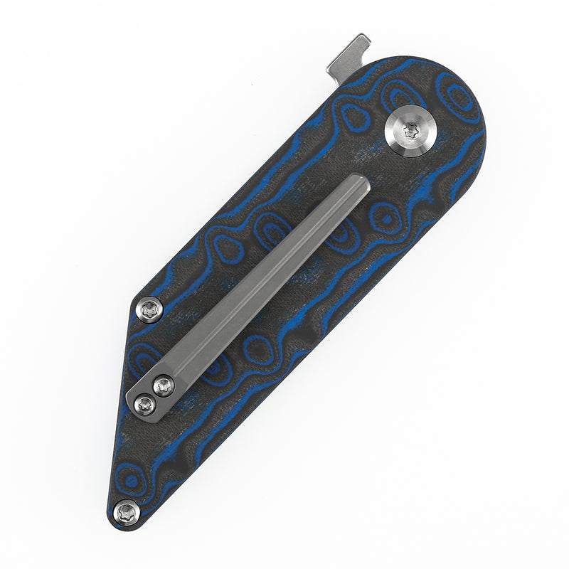 KANSEPT | Dash Liner Lock | Blue & Yellow Vortex Micarta | 2.26" 154CM Blade | Pinkerton Knives | T2045A3