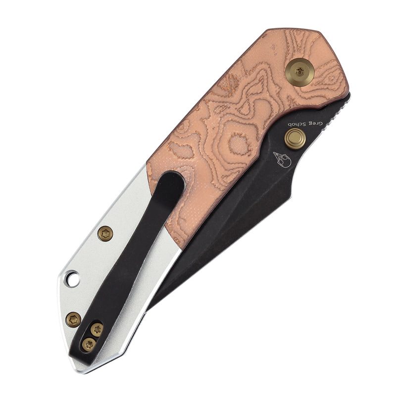 Kansept Fenrir | G-10 with Copper Foil | 3.45'' 154CM Blade | Sparrow Knife Design | T1034B2