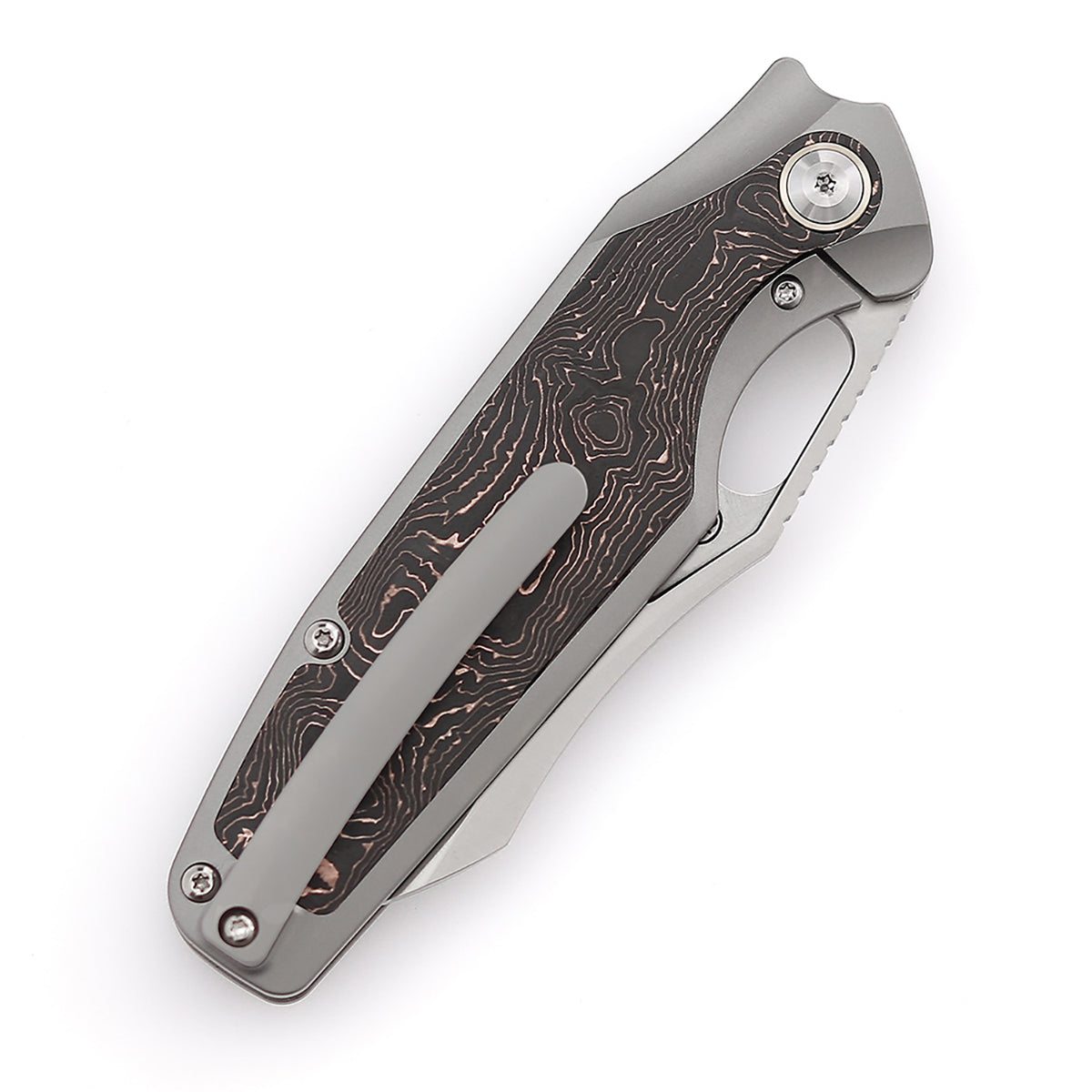 KANSEPT Tuckamore Thumb Hole Knife Titanium +Copper Carbon Fiber