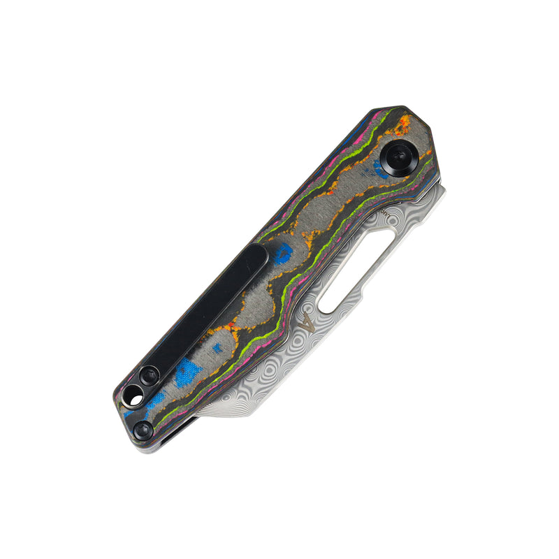 Lucero | Liner Lock | 80S Camo Carbon Fiber | 2.56" Damascus | August Originals |T2156A1
