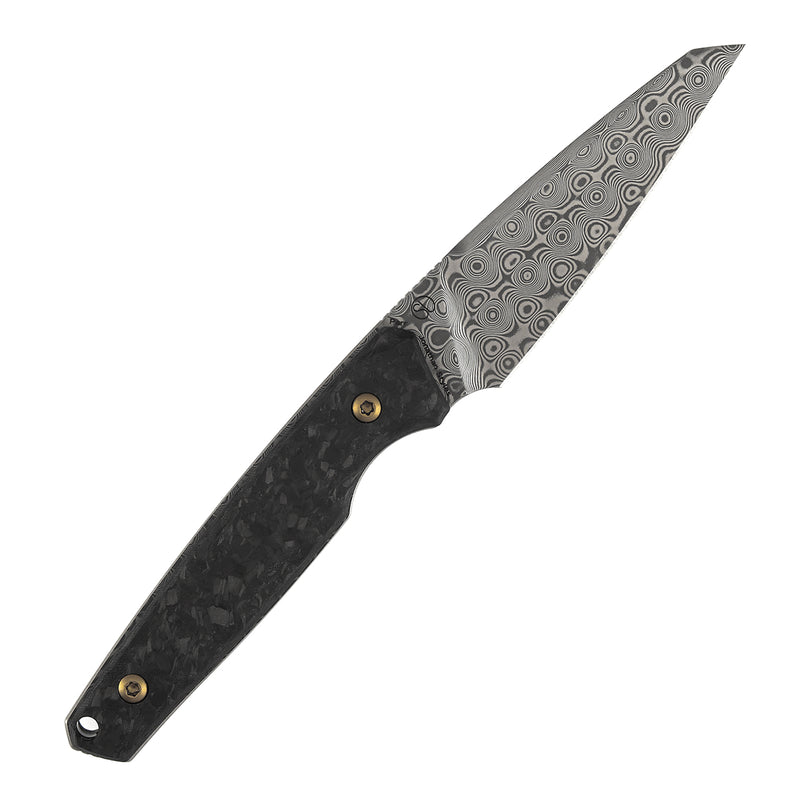 Kansept Parr | Fixed Blade | Shred Carbon Fiber |3.12" Damascus Blade | Jonathan Styles Design | G011A4