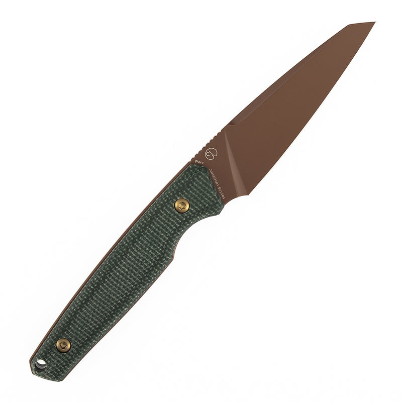 Kansept Parr | Fixed Blade | Green Micarta | 3.12" Rose Gold D2 Blade | Jonathan Styles Design | G011A8