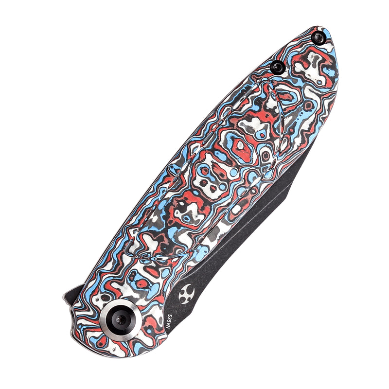 KANSEPT Prometheus Folding Knife White Blue Red Nebula Carbon Fiber Handle(3.29'' CPM S35VN Blade)D.O.C.K. Design-K1040A2