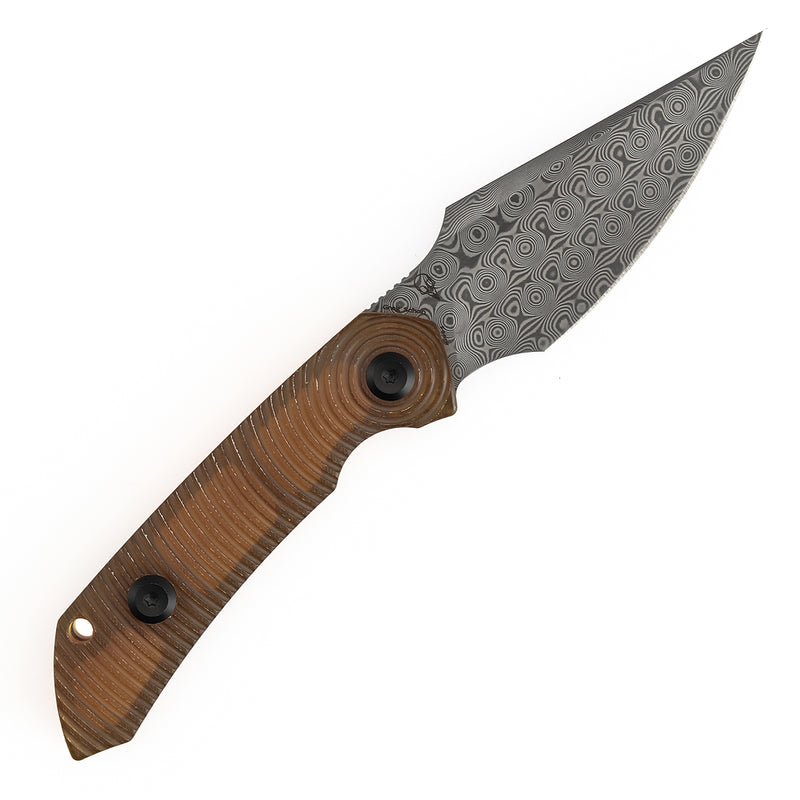 Kansept Fenrir | Fixed Blade | PEI Handle |2.87" Damascus Blade | Sparrow Knife Design | KG3034A1