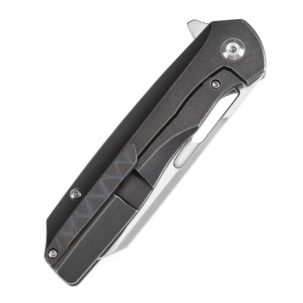 KANSEPT Shard Satin CPM-S35VN Blade Tiger Stripe Flamed Titanium +