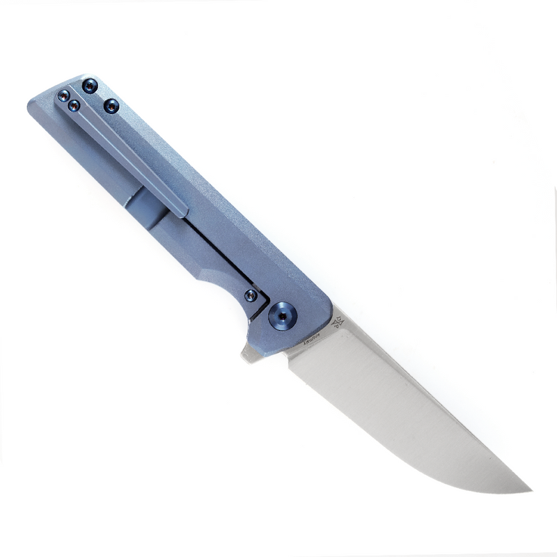 KANSEPT Anomaly Flipper Knife Blue Orange Peel Finish Titanium Handle (3.14''CPM-S35VN Blade) Dirk Pinkerton-K2038A3