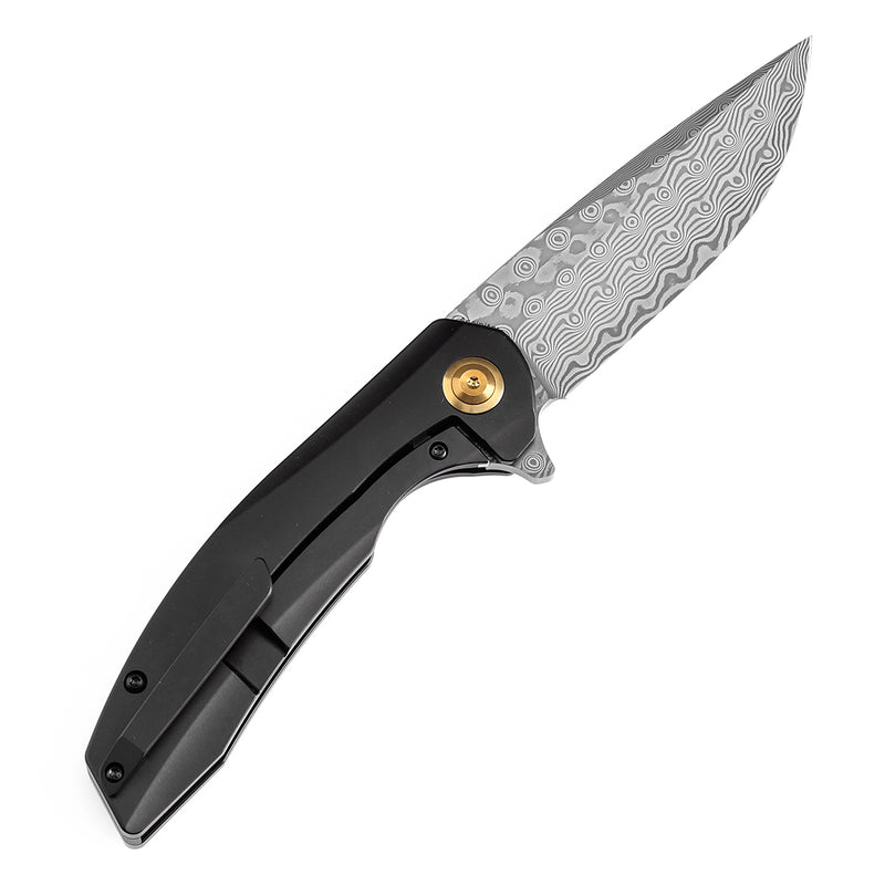 KANSEPT Accipiter Titanium and Copper Carbon Fiber Handle (3.50" Damascus Blade) Kim Ning Design-K1007E4