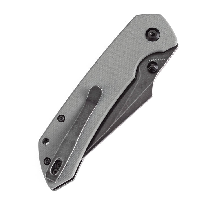 Estimated Released in November Fenrir Button Lock Knife Twill Grey G10 Handle (3.44''14C28N Blade) Greg Schob Design - T1034F5