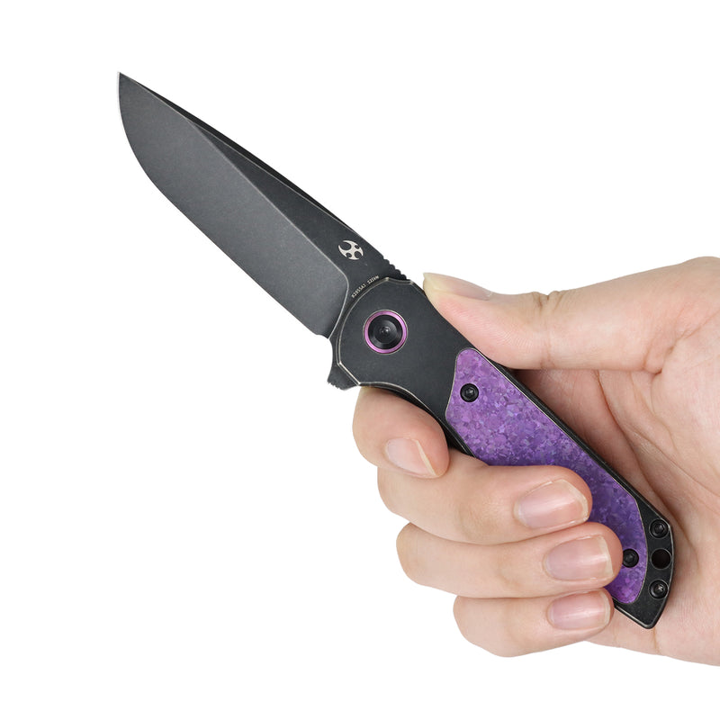 Ptarmigan | Frame Lock | Blackwash Titanium & Purple Crystallized Titanium | 3.12" CPM S35VN | Jared Price Design | K2055A3