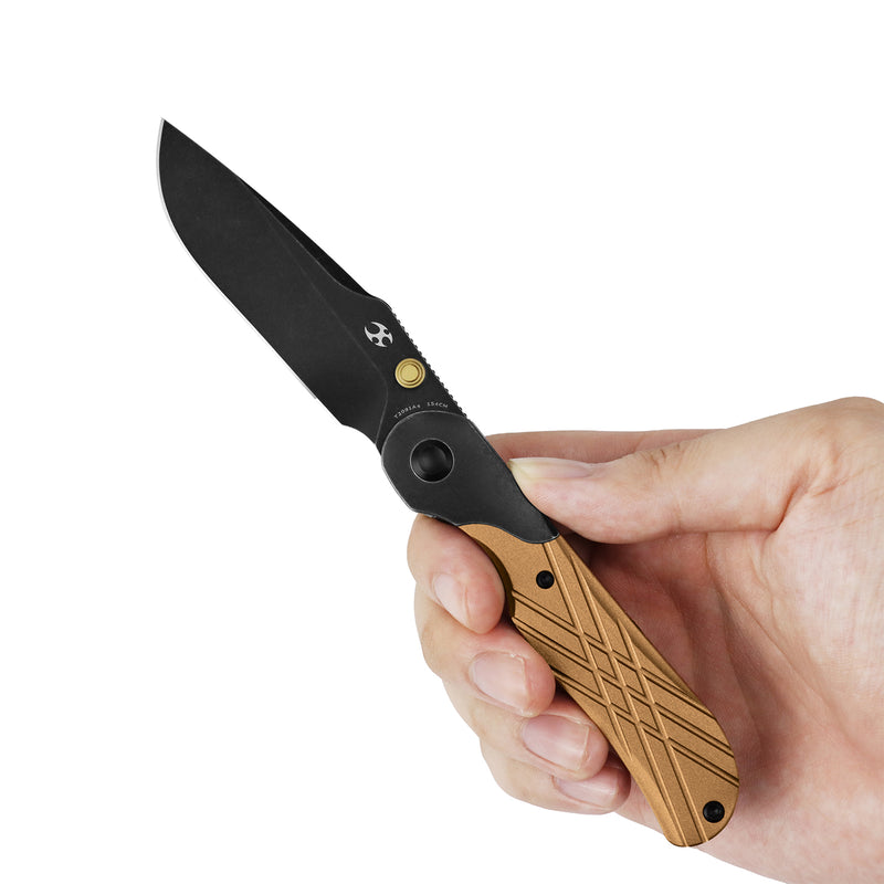 Lichen | Bolster Lock | Bronze Anodized Aluminum with Topo Pattern | 3.02" 154CM | Derek Sharon | T2091A4