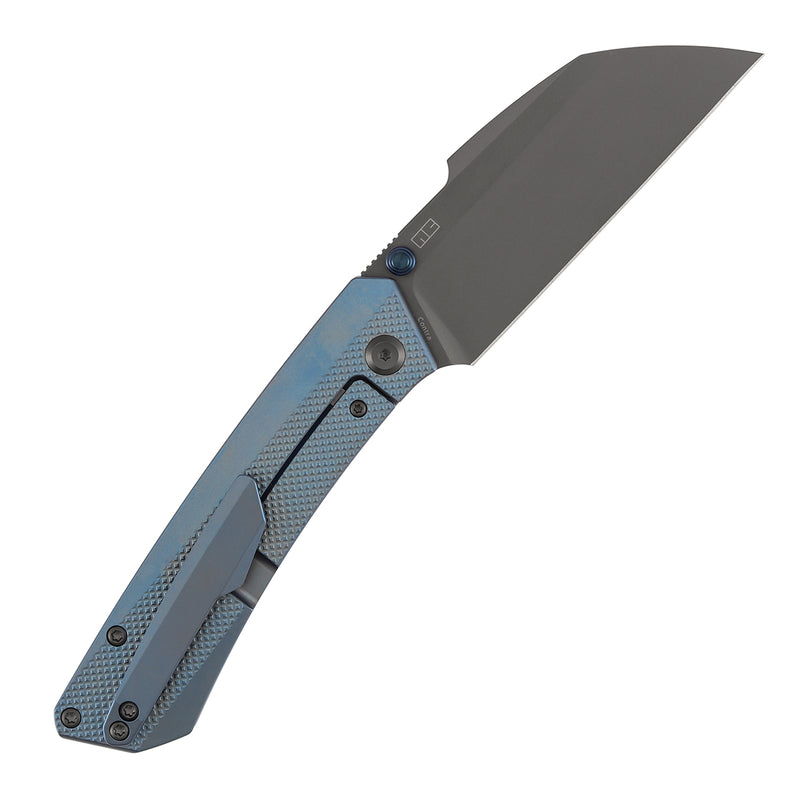 KANSEPT Contra | Thumb Stubs | Blue Anodized Titanium with Diamond Pattern | 3.25" S90V Blade | Nathan Contra Design | K1139A3
