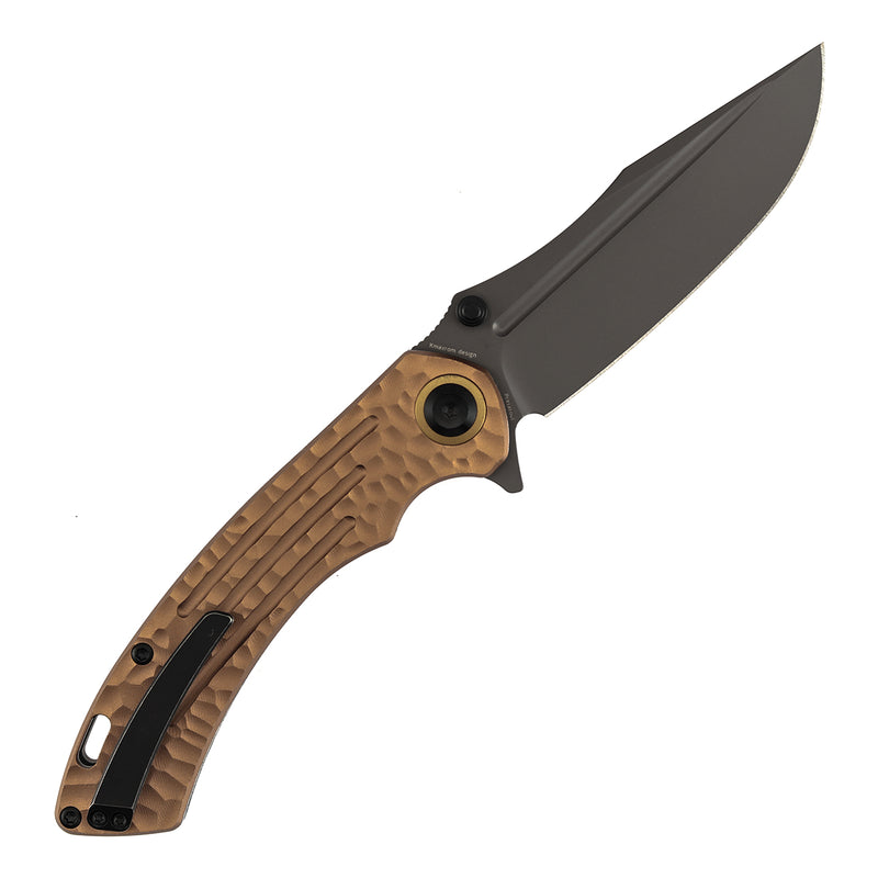 Kansept Pretatout | Golden Aluminum with Rock Texture | 3.56" CPM S35VN Blade | Kmaxrom Design | K1032A7