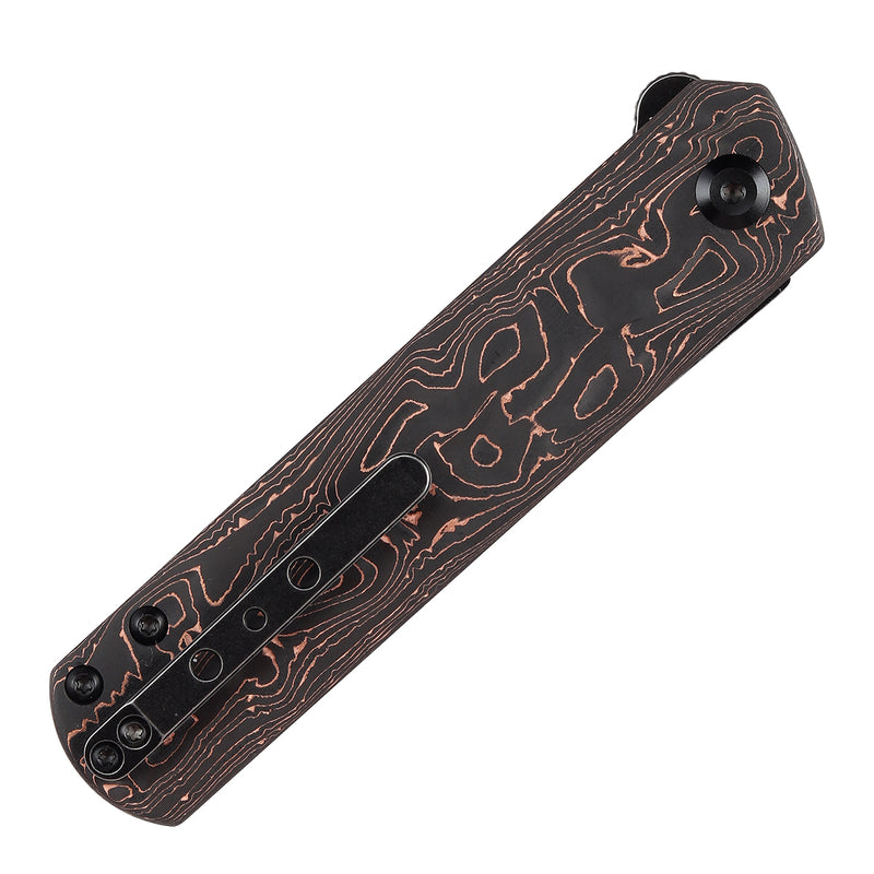 KANSEPT Foosa Slip Joint/Flipper Knife Copper Carbon Fiber Handle (3.06"CPM S35VN Blade) Rolf Helbig Design-K2020T3