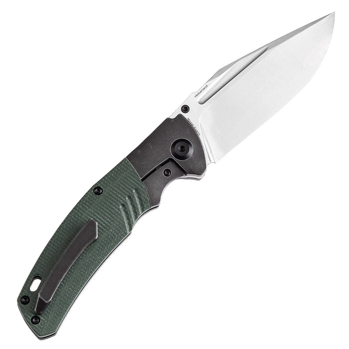 KANSEPT Hinterland Thumb Stub Blackwash Titanium and Green Micarta Inlay Handle (3.58"CPM S35VN Blade) Morgan Koens Design-K1057A2