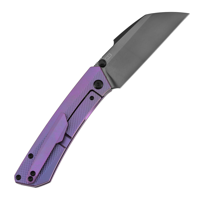 KANSEPT Contra | Thumb Stud | Purple Anodized Titanium with Diamond Pattern | 3.25" Mirrior DLC S90V Blade | Nathan Contra Design | K1139A5