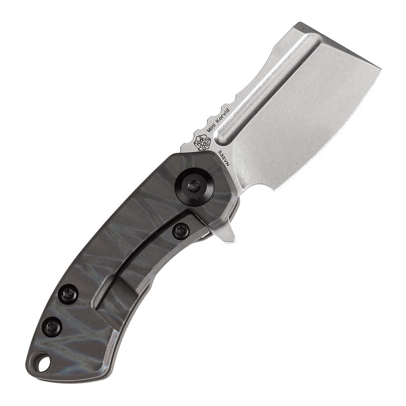 KANSEPT Mini Korvid Flipper knife Tiger Stripe Flamed Titanium Handle (1.45'' CPM-S35VN Blade ) Koch Tools Design-K3030A9