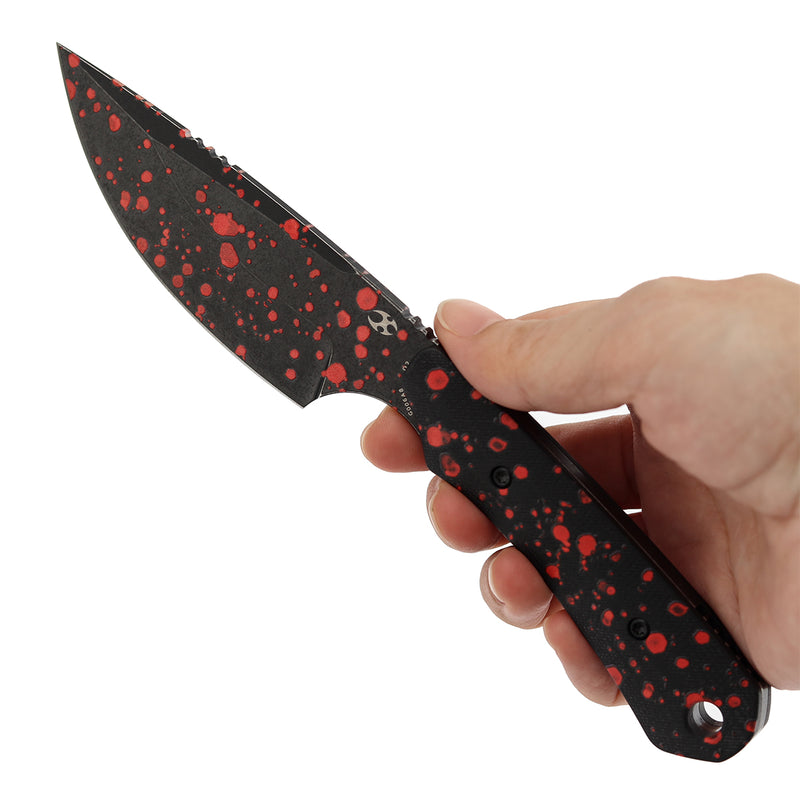 Kansept Flank | Fixed Blade | Black G10 with Zombie Blood Print | 3.69" D2 with Zombie Blood Print Blade | TuffKnives Design | G006A8