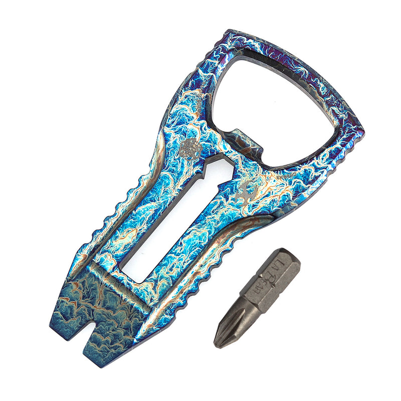 Kansept EDC PryofSorts C010A3 EDC Multi-Tool | Titanium with Lightning Strike Finish| Bottle Opener, Pry Bar & Screwdriver | Designed by Koch Tools