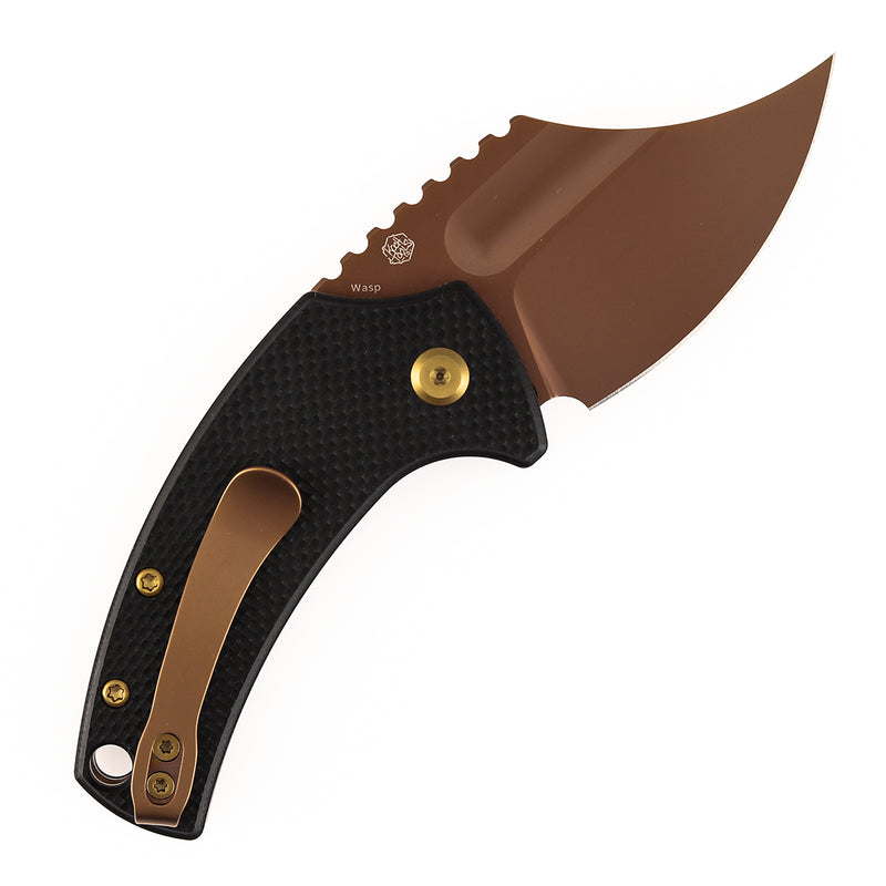 Kansept Wasp | Button Lock | Black G10 | 2.36" Rose Gold Coated 154CM Blade | Koch Tools Design | T2144F3