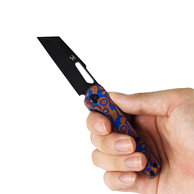 Lucero | Liner Lock | Blue & Red Vortex Micarta | 2.56" 154CM | August Originals |T2156A2