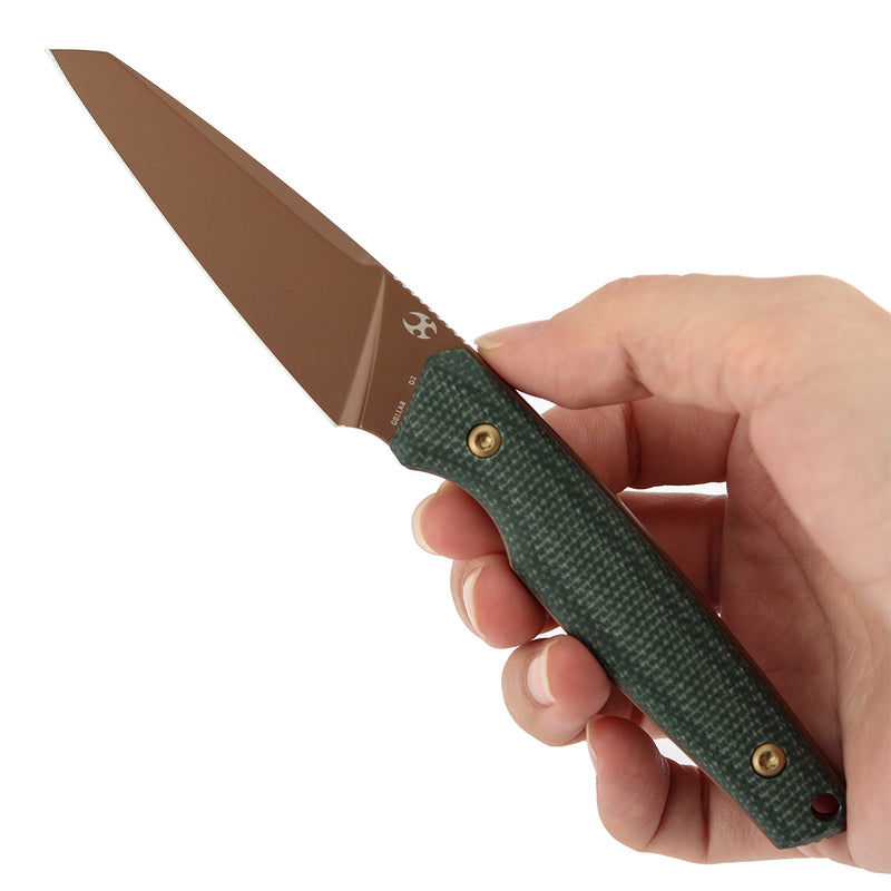 Kansept Parr | Fixed Blade | Green Micarta | 3.12" Rose Gold D2 Blade | Jonathan Styles Design | G011A8
