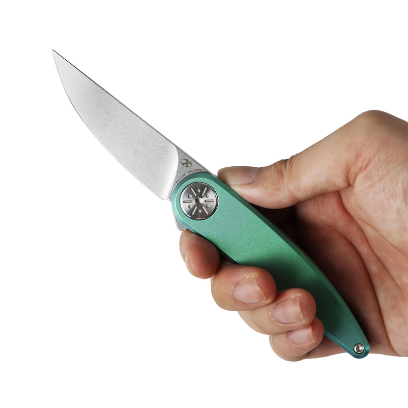 Symétrix | Frame Lock | Green Anodized Titanium | 2.85" CPM S35VN | Alain André Design | K2141A2
