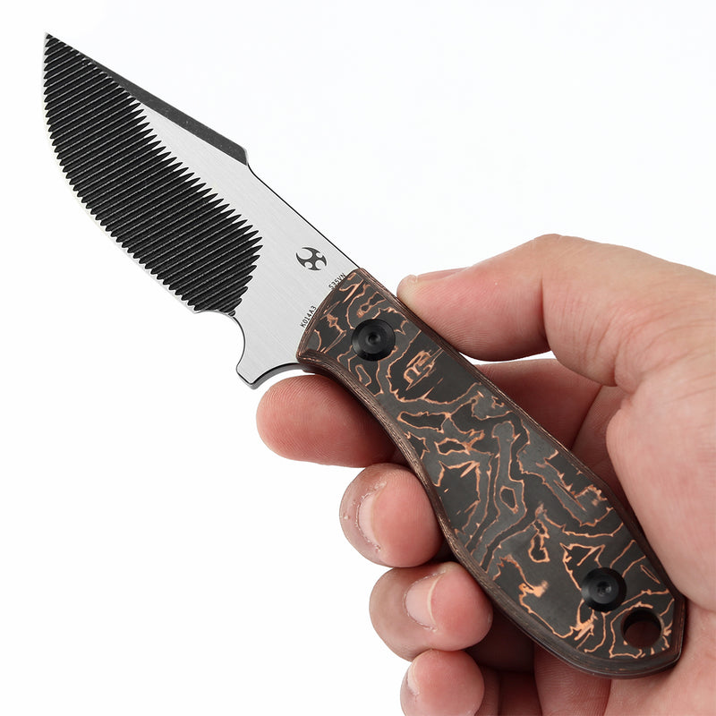 KANSEPT Fixed Blade Tiny Dancer Copper Carbon Fiber Handle (3.17" CPM S35VN with CNC Milling Blade) with JB Stout Design Design-K014A3