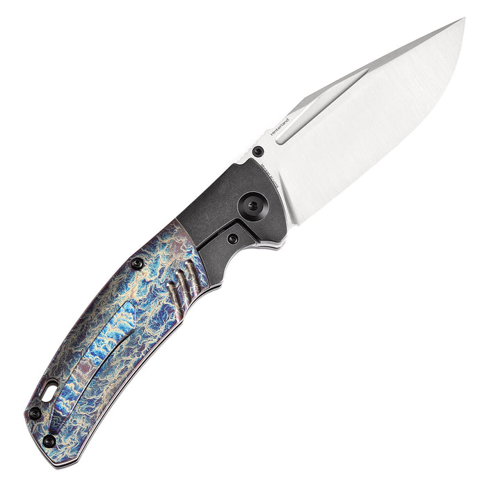 KANSEPT Hinterland Thumb Stub Blackwash Titanium and Lightning Strike Finished Titanium Inlay Handle (3.58" CPM S35VN Blade) Morgan Koens Design-K1057A5