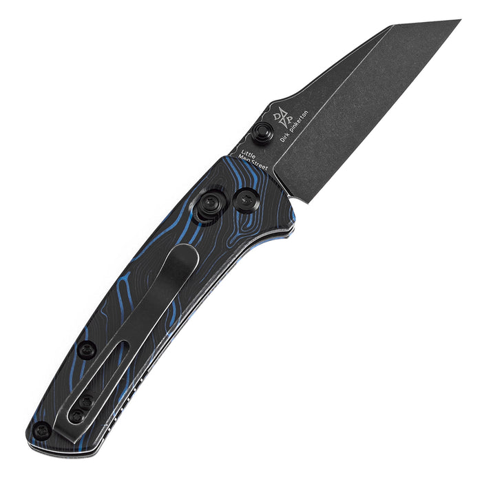 KANSEPT Little Main Street Cross Bar Lock Blue & Black G-mascus Handle (2.26'' Blackwash 154CM Blade) Dirk Pinkerton Design T2015V9