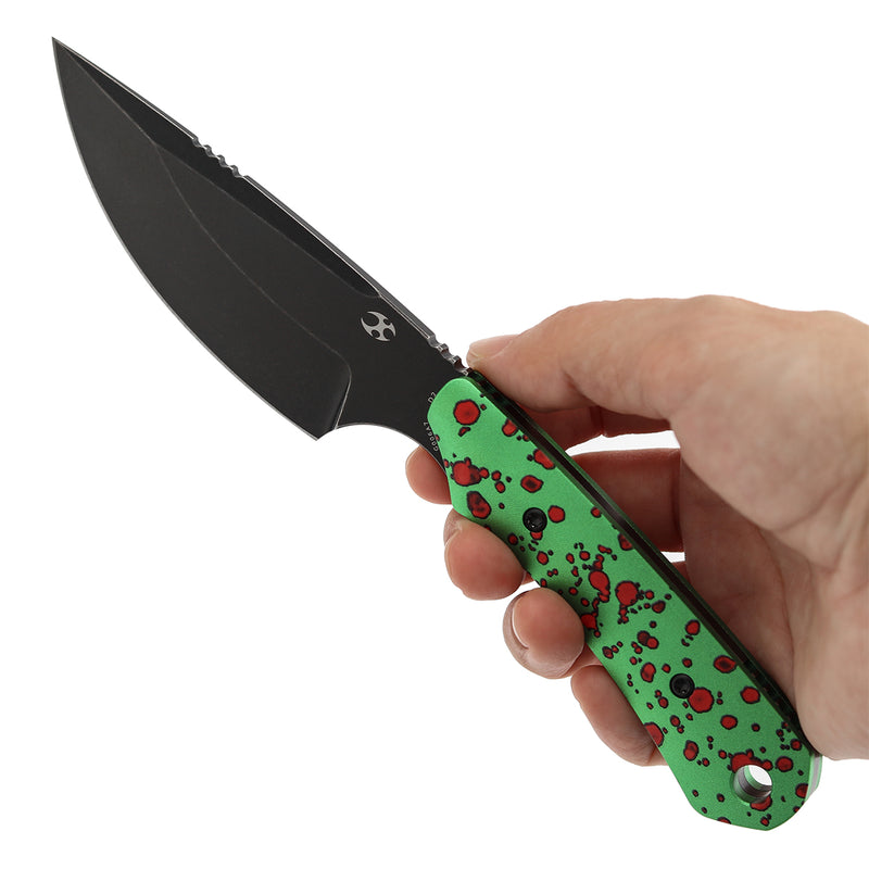 Kansept Flank | Fixed Blade | Aluminum with Zombie Blood Printn | 3.69" D2 Blade | TuffKnives Design | G006A7