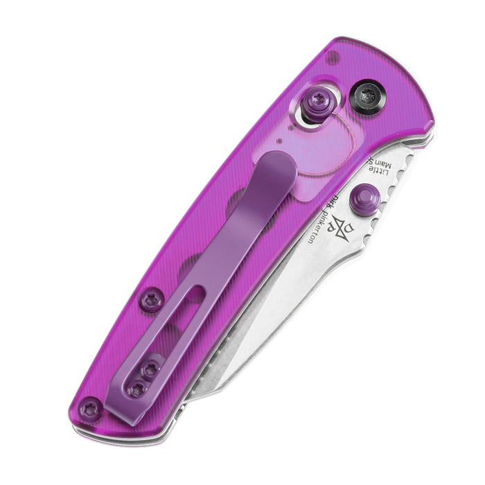 KANSEPT Little Main Street Cross Bar Lock Purple Acrylic Handle (2.26'' Stonewashed 154CM Blade) Dirk Pinkerton Design T2015V2