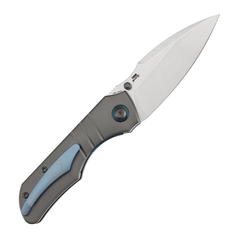Kansept Mini Lanza | Thumb Stud | Gray Stonewashed Titanium | 3.31" CPM 20CV Blade | Brandon Corbin Designed | K1116A1