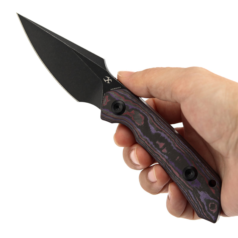 Kansept Fenrir | Exclusive | Fixed Blade | Purple Haze Fatcarbon Handle |2.87" CPM S35VN Blade | Sparrow Knife Design | KG3034A4