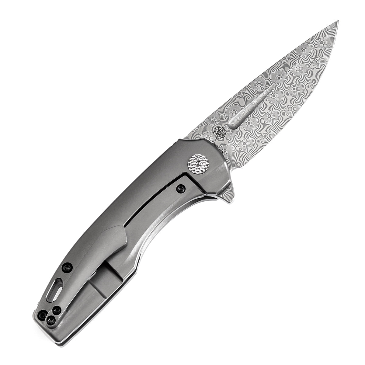 KANSEPT Cassowary Flipper Knife Grey Anodized Titanium Handle (2.9