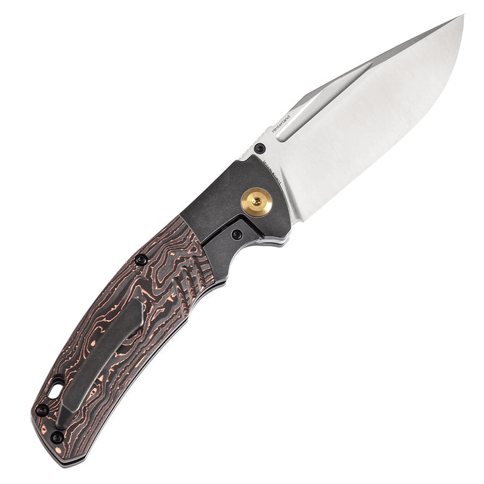 KANSEPT Hinterland Thumb Stub Blackwash Titanium and Copper Carbon Fiber Handle (3.58" CPM S35VN Blade) Morgan Koens Design-K1057A4