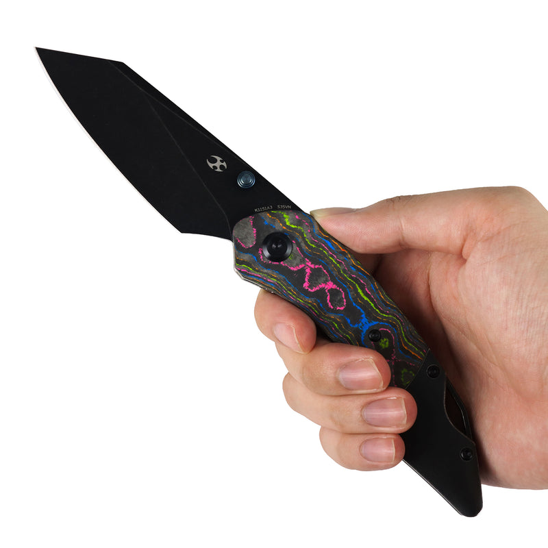 K9 | Bolster Liner Lock | 80S Camo Carbon & Balckwash Titanium | 3.63" CPM S35VN | Keanison Knives Design | K1151A3