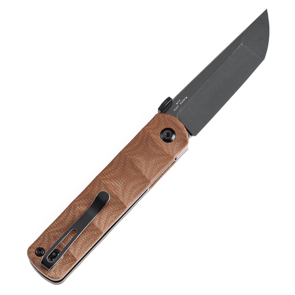 KANSEPT BTF Thumb Disc Knife Brown Micarta Handle (3.24'' CPM