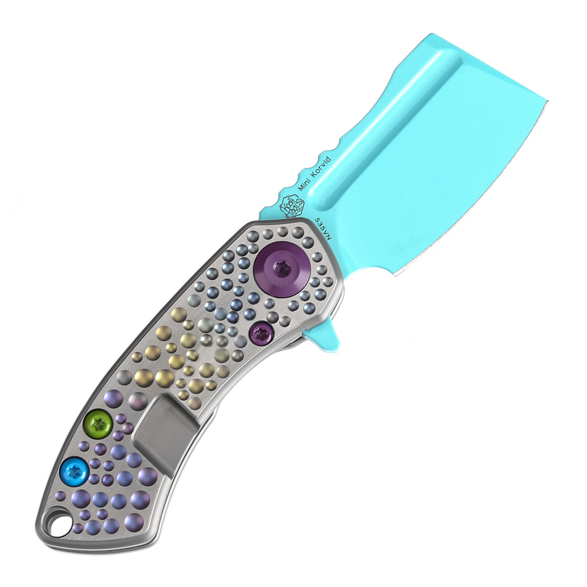 KANSEPT Mini Korvid Flipper knife Gradient Titanium Handle With
