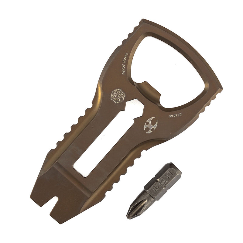 Kansept EDC PryofSorts C010A4 EDC Multi-Tool | Bronze Anodized Titanium| Bottle Opener, Pry Bar & Screwdriver | Designed by Koch Tools