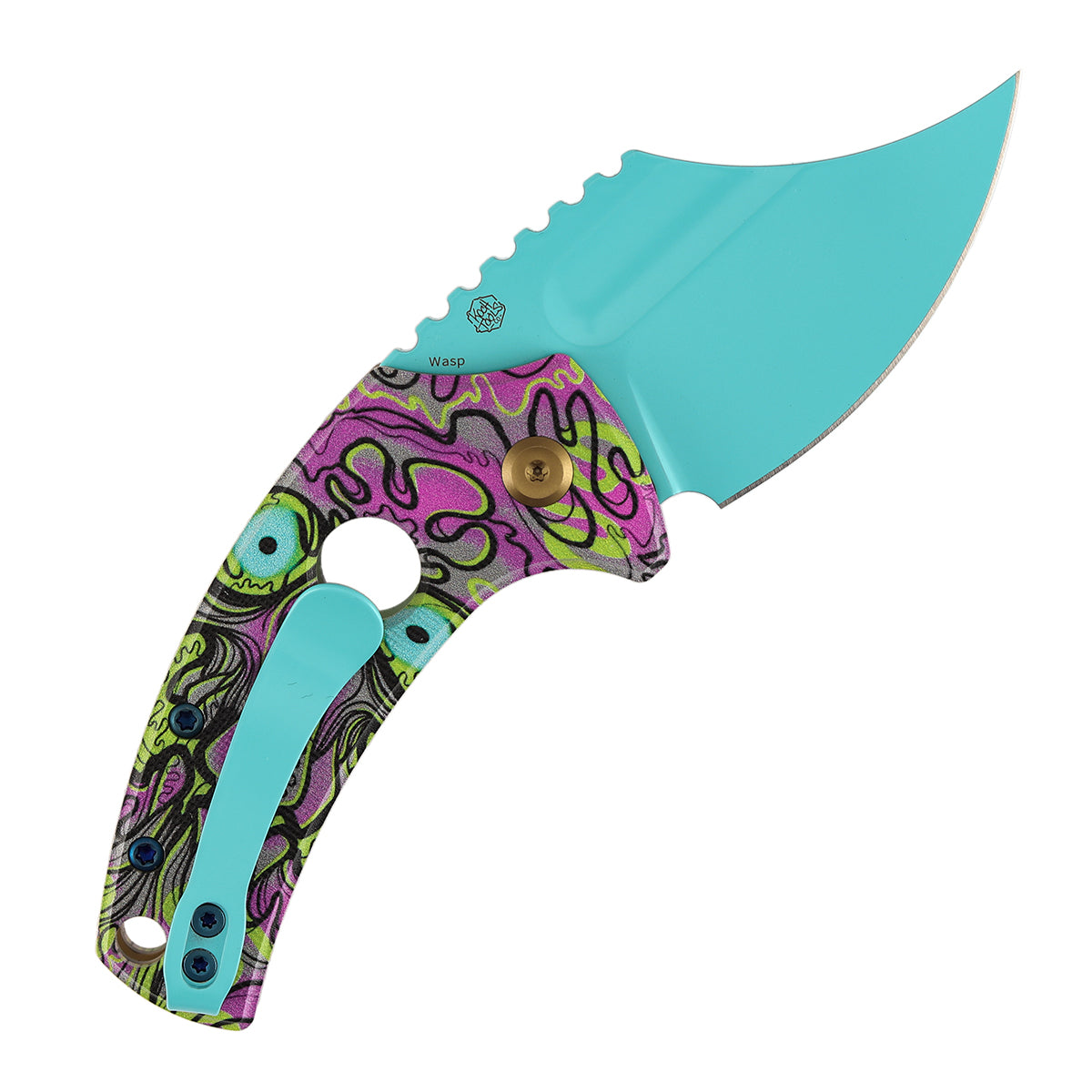 Kansept Wasp | Button Lock | Jade G10 with Purple Undead Print with Ho ...