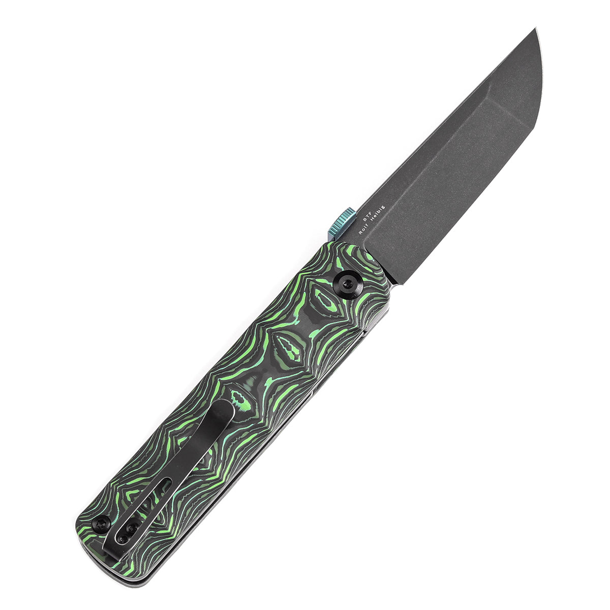 KANSEPT BTF Thumb Disc Knife Grass Green Carbon Fiber Handle (3.24'' C ...
