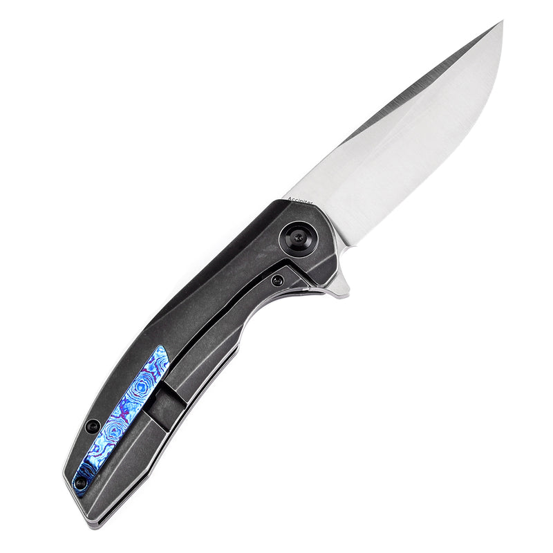 KANSEPT Accipiter Black Anodized Titanium and Timascus Handle (3.50" CPM S35VN Blade) Kim Ning Design-K1007E3