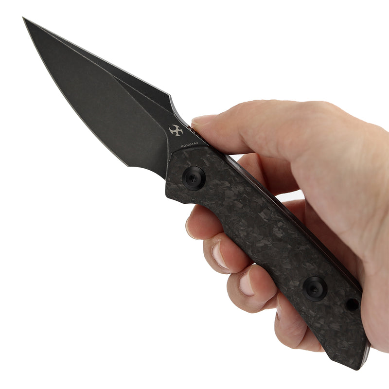Kansept Fenrir | Exclusive | Fixed Blade | Shred Carbon Fiber Handle |2.87" CPM S35VN Blade | Sparrow Knife Design | KG3034A3