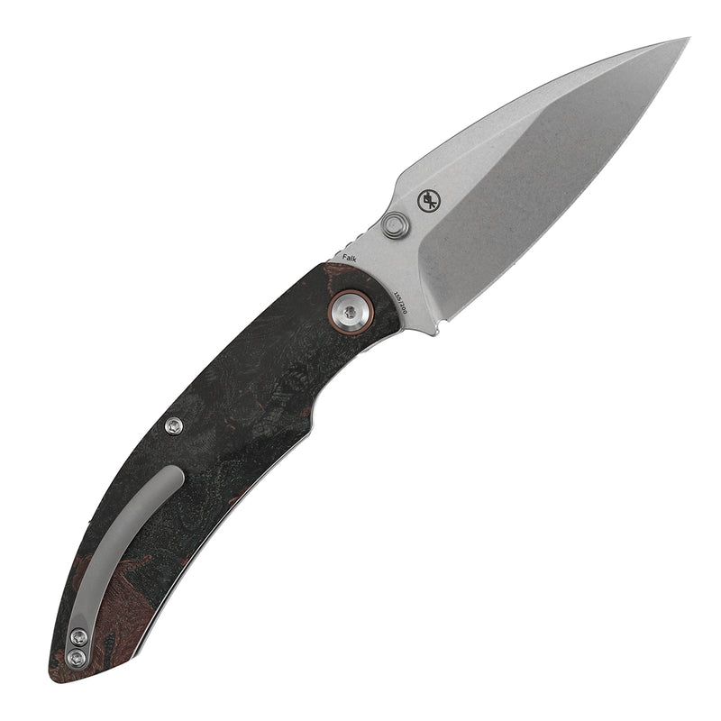 Kansept Falk | Limited Version | Thumb Stud | Green Rag Burl Canvas Micarta | 3.31" Elmax Blade | Cédric Destombes Designed | K1142A4