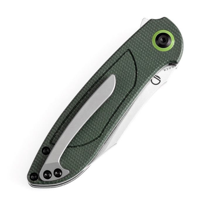 Tenable Prometheus Folding Knife Green Micarta Handle(3.29'' Stonewashed  14C28N Blade)D.O.C.K. Design-T1040A2