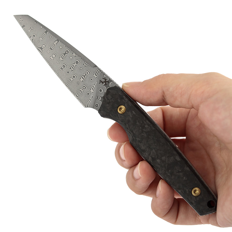 Kansept Parr | Fixed Blade | Shred Carbon Fiber |3.12" Damascus Blade | Jonathan Styles Design | G011A4